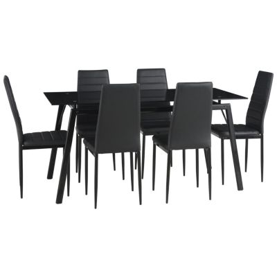 Juego de comedor Dartagnan mesa rectangular + 6 sillas negro