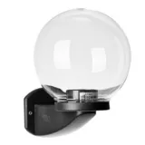Aplique de pared para exterior una luz plástico globo liso negro 20 cm E27 ip44