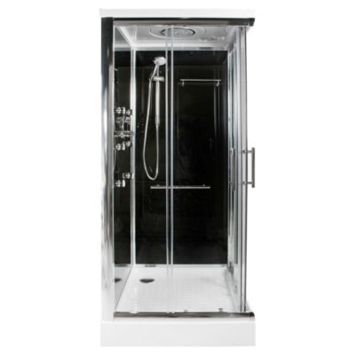 Cabina de ducha completa Vitamine Black (90 x 90 x 215 cm, Negro Gris  Plata)