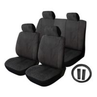 Set de fundas cubre asiento con cubrevolante y cubrecinturones suede negro