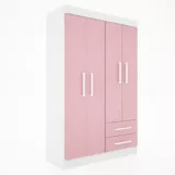 Placard Juvenil 4 puertas con 2 cajones rosa 182 x 136 x 55 cm