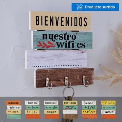 Porta Llaves Bienvenidos madera