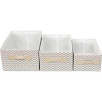 Set de 3 cajas organizadoras de poliéster gris y blanco
