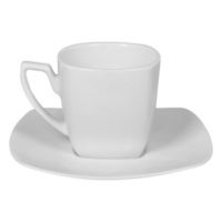 Taza té con plato cuadrado blanco