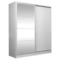 Placard Murano 2 puertas corredizas con 2 cajones de melamina roble blanco con espejo