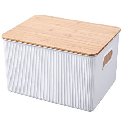 Caja Organizador Rectangular Con Tapa De Bambu Mediano